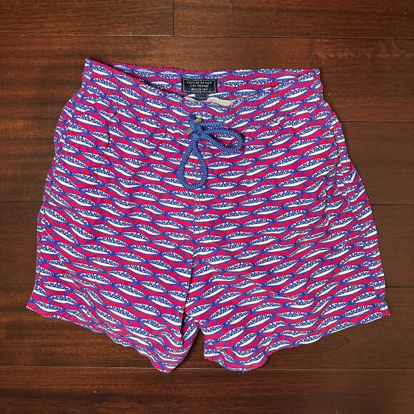 Vilebrequin Men’s Swim Shorts – Red & Blue Pattern – Size Large - Picture 1 of 9
